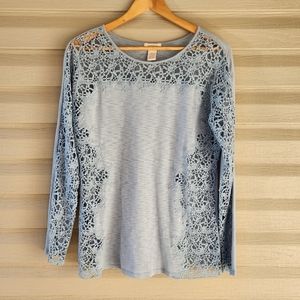 Sundance blue eyelet long sleeve top